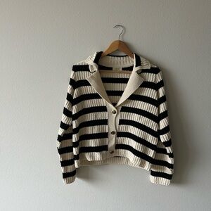Anthropologie Maeve Black and Cream Striped Cardigan